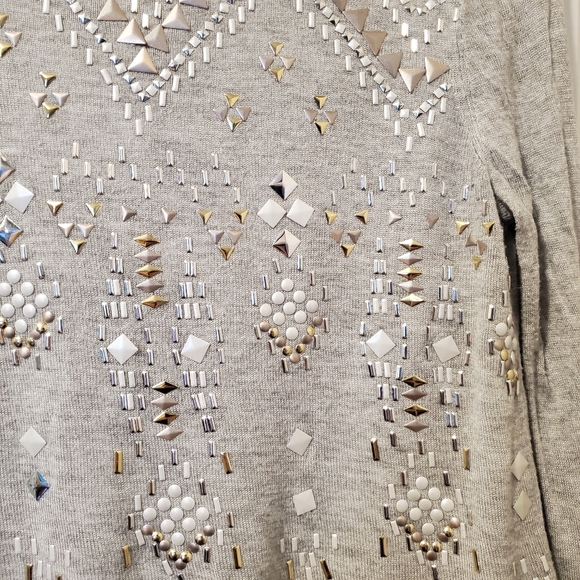 White House Black Market Grey Boat Neck Sequin Long Sleeve Blouse (Size XS) - Picture 9 of 16